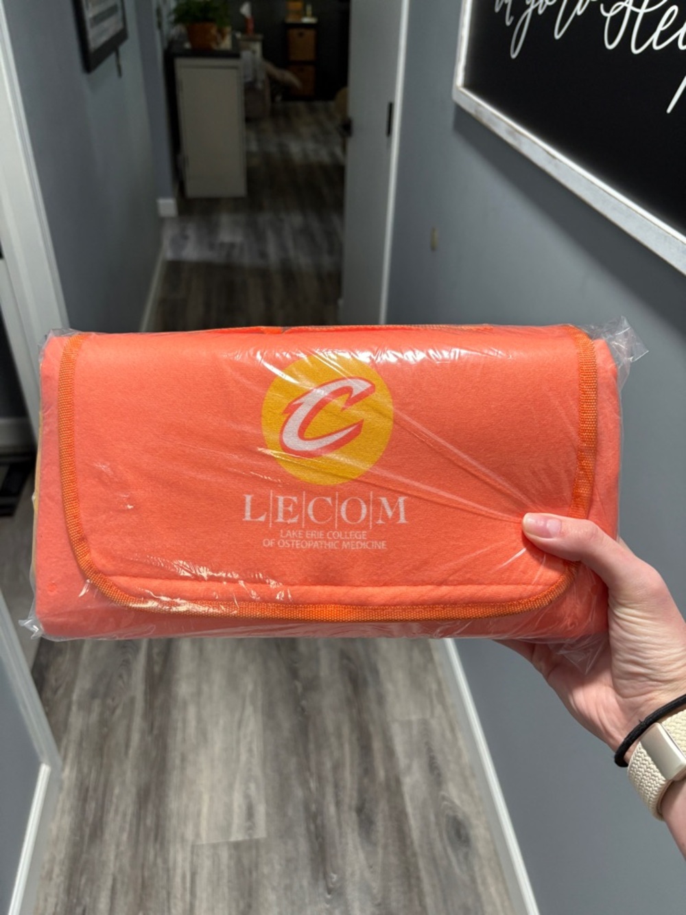 LECOM Orange Foldable Blanket with Cleveland Cavaliers Logo